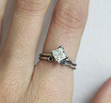 0.3ct Round Cut Blue Sapphire Engagement Ring 14k White Gold Over Bezel Set Open