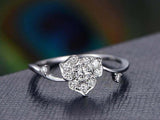 1.2ct Round Cut VVS1D Diamond Engagement Ring Unique Floral 14k WhiteGold Finish