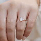 0.5ct Emerald Cut Simulated Diamond Trilogy Engagement Ring 14k Rose Gold Plated