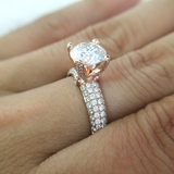 2.5ct Round Cut Diamond Engagement Ring 18k Rose Gold Finish Accents Solitaire