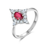 1ct Oval Cut Pink Ruby Engagement Ring Cluster Diamond Halo 14k Rose Gold Finish