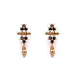 0.2ct Round Cut Black Diamond Vintage Inspired Dangle Earrings 14k RoseGold Over