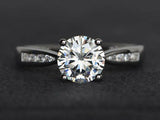 1ct Round Cut Diamond Engagement Ring 14k White Gold Finish 4 Prong Solitaire