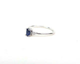 0.5ct Engagement Ring Oval Cut Sapphire Minimalist Trilogy 14k White Gold Finish
