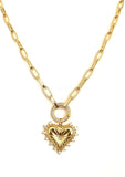 1ct Round Cut Moissanite Filled Paperclip Chain Pendant 14k Yellow Gold Plated