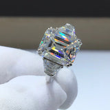 2.3ct Emerald Simulated Diamond Three Stone Engagement Ring 14k WhiteGold Plated