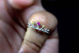 0.2ct Engagement Ring Round Cut Pink Ruby Princess Crown 14k White Gold Finish