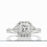 2.1ct Princess Cut Simulated Diamond Split Shank Halo Ring 14K White Gold Plated