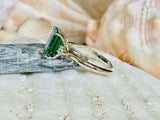 2.2ct Green Emerald Cut Simulated Trilogy Engagement Ring 14k White Gold Plated