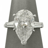 4.5ct Pear Cut DVVS1 Diamond Baguette Accent Engagement Ring 14K White Gold Over
