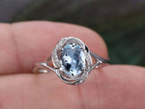 2.2ct Oval Cut Blue Aquamarine Fancy Halo Split Shank Ring 14k White Gold Finish