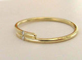 Dual Stone Minimalist Thin Ring 0.05ct Round Cut Diamond 14k Yellow Gold Finish