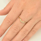 1ct Round Cut Diamond Wedding Ring Band Minimalist Curved 14k Yellow Gold Finish