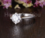 0.3ct Round Cut Moissanite Solitaire Women Engagement Ring 14k White Gold Plated