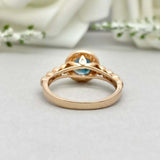 2.55ct Engagement Ring Round Cut London Blue Topaz Halo 14k Yellow Gold Finish