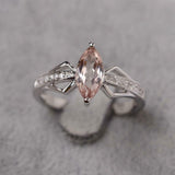 2ct Engagement Ring Marquise Cut Peach Morganite Split Shank 14k White Gold Over