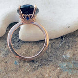 3.5ct Engagement Ring Oval Cut Blue Sapphire Solitaire 14k Rose Gold Finish