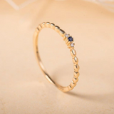 0.5ct Engagement Ring Round Cut Blue Sapphire Minimalist 14k Yellow Gold Finish