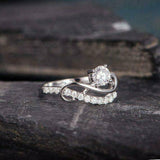 2.1ct Round Cut Diamond Engagement Ring 14k White Gold Finish Stackable Infinity