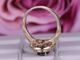 3ct Oval Blue Sapphire Engagement Ring Dual Halo Round Accent 14k Rose Gold Over