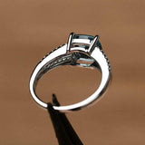 2.2ct Engagement Ring Cushion London Blue Topaz Split Shank 14k WhiteGold Finish