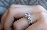 1ct Oval Cut Diamond Vintage Bridal Set Engagement Ring 14k White Gold Finish