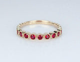 1.2ct Round Pink Ruby Wedding Band Half Eternity Stackable 14k Yellow Gold Over