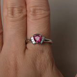1ct Trillion Cut Pink Ruby Unique Design Engagement Ring 14k White Gold Finish