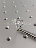 2.1ct Pear Cut Simulated Diamond Bridal Ring Curved Band 14k White Gold Plated