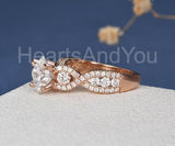 2.2ct Princess Simulated Diamond Cluster Infinity Twist Ring 14k RoseGold Plated