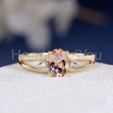 1.2ct Oval Cut Simulated Peach Morganite Split Shank Ring 14k Rose Gold Plated