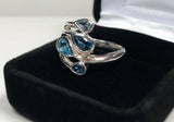 2.2ct Pear Cut London Blue Topaz Water Drop Cocktail Ring 14k White Gold Finish