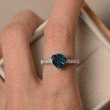 2.2ct Trillion Cut London Blue Topaz Diamond Accents Ring 14k White Gold Finish