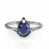 2Ct Pear Cut Blue Sapphire Stylish Solitaire Engagement Ring 14K White Gold Over