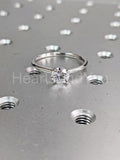 0.5ct Round Cut Moissanite Solitaire Women Engagement Ring 14k White Gold Plated