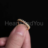 0.5ct Round Cut Moissanite Minimalist Crown Wedding Band 14k Yellow Gold Plated