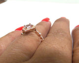 1.9ct Engagement Ring Cushion Cut Morganite Milgrain Floral 14k Rose Gold Finish