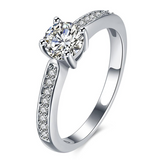 2Ct Round Cut Diamond Solitaire with Accent Engagement Ring 18K White Gold Over