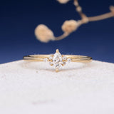 0.5ct Marquise Simulated Diamond Minimal Engagement Ring 14k Yellow Gold Plated