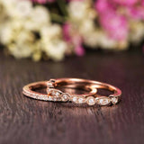 Half Eternity Wedding Bands 1.5ct Round Cut VVS1D Diamond 14k Rose Gold Finish