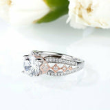 2Ct Round Diamond Stylish Accent Solitaire Engagement Ring 14K White Gold Finish