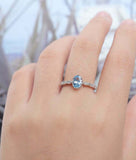 1.2ct Oval Cut Aquamarine Engagement Ring Milgrain Art Deco 14k White Gold Over