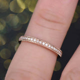 1.5ct Round Cut Diamond Wedding Band Milgrain Half Eternity 14k Rose Gold Finish
