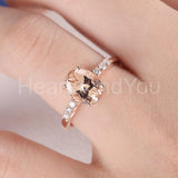 1.2ct Oval Cut Simulated Morganite Accented Engagement Ring 14k Rose Gold Plated