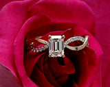 1ct Emerald Cut Diamond Infinity Band Engagement Ring 14k Dual Tone Gold Finish