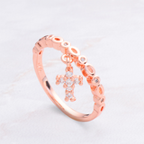 1Ct Round Cut Diamond Christ Cross Minimalist Slim Ring Band 14K Rose Gold Over