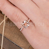 1ct Cushion Cut Simulated Peach Morganite Infinity Ring 14k Rose Gold Plated
