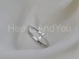 0.01ct Round Cut Moissanite Flying Bird Engagement Ring 14k White Gold Plated