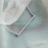 0.7ct Round Cut Moissanite Vertical Bar Pendant with Chain 14k White Gold Plated