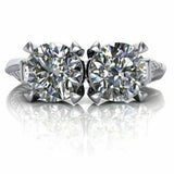 3Ct Round Cut Diamond Two Stone Cocktail Engagement Ring 14K White Gold Finish